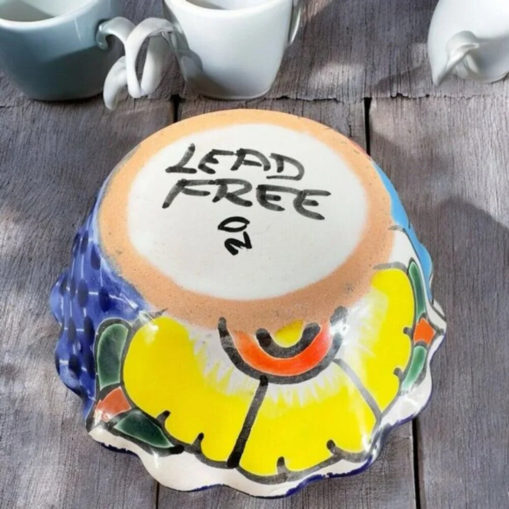 Hand Made Mexico Pottery Dish Bowl Hand Painted Folk Art Lead Free Bowl‎ Vintage